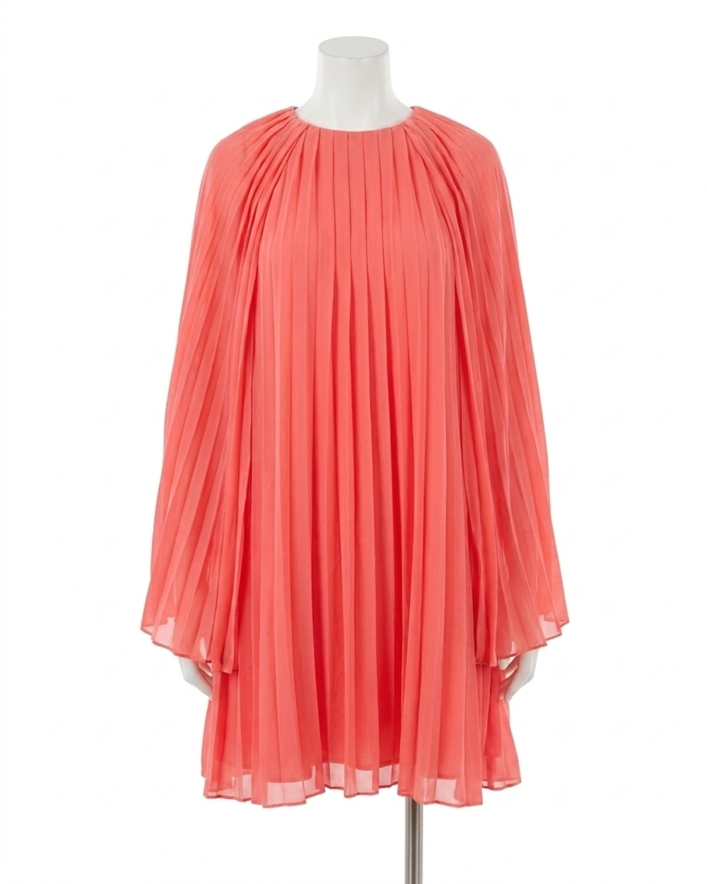 NEW STRUT & BOLT destiny pleated cape mini dress in coral
